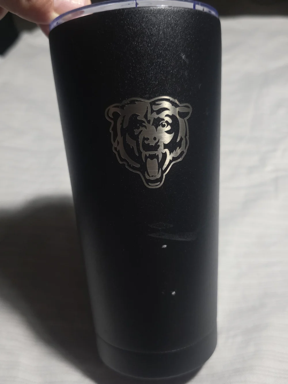 Black 20 Oz Insulated Travel Tumbler with Bear Logo - Chicago Football